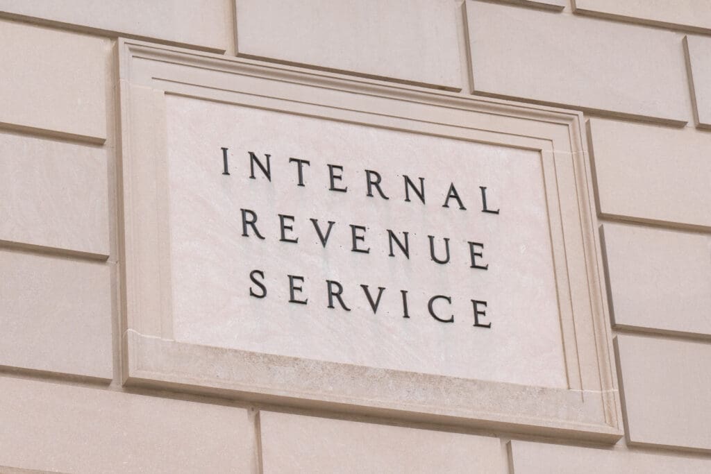 WASHINGTON, DC - MARCH 14, 2018: Internal Revenue Service sign at the IRS Building in Washington, DC